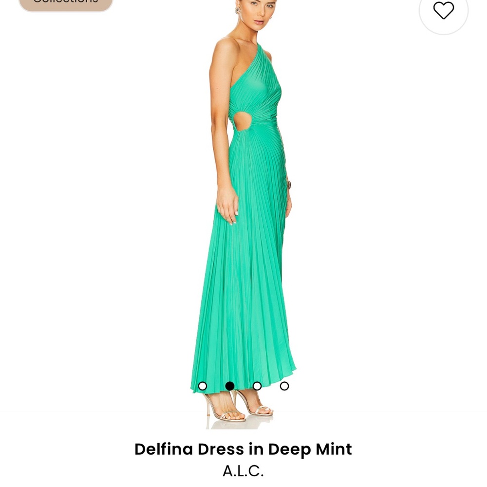 ALC Dahlia Dress, Mint Green, One Pleated Shoulder Goddess Dress With Cutout